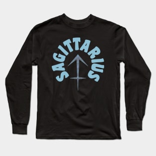 Sagittarius Star Sign Zodiac Symbol Blue Version Long Sleeve T-Shirt